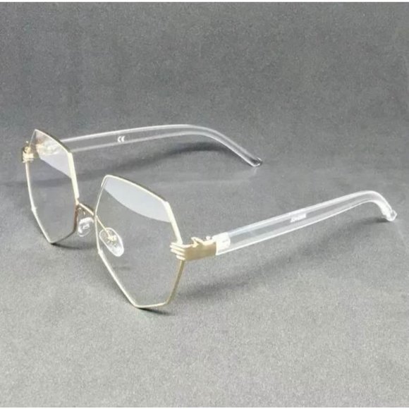Accessories - CLASSIC VINTAGE RETRO Style Clear Lens EYE GLASSES Unique Gold Transparent Frame